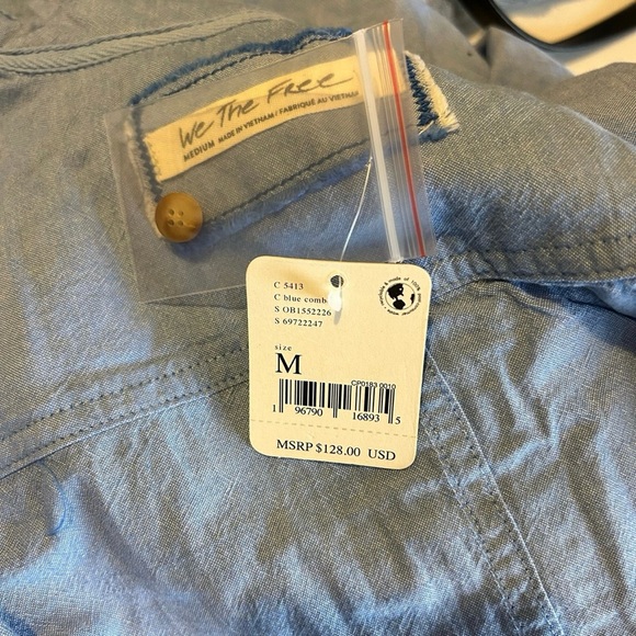 NWT Free People Manchester Solid Blue Size Medium - Picture 6 of 9